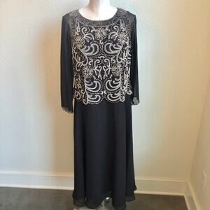 J.kara dark brown beaded long sleeve formal women dress 8